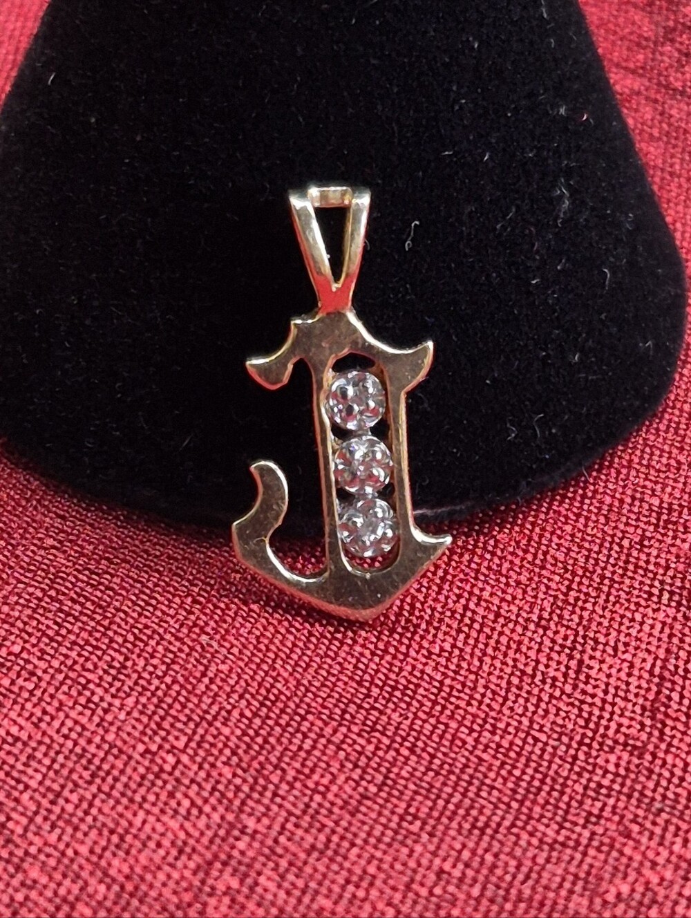 14K Gold J Charm With Diamonds